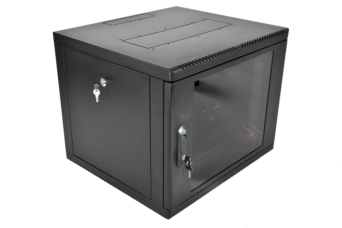 Шкаф телекоммуникационный настенный 9U 600x520 мм, стекло/металл, черный, разборный, ЦМО ШРН-М-9.500-9005 (ШРН-М-9.500-9005)