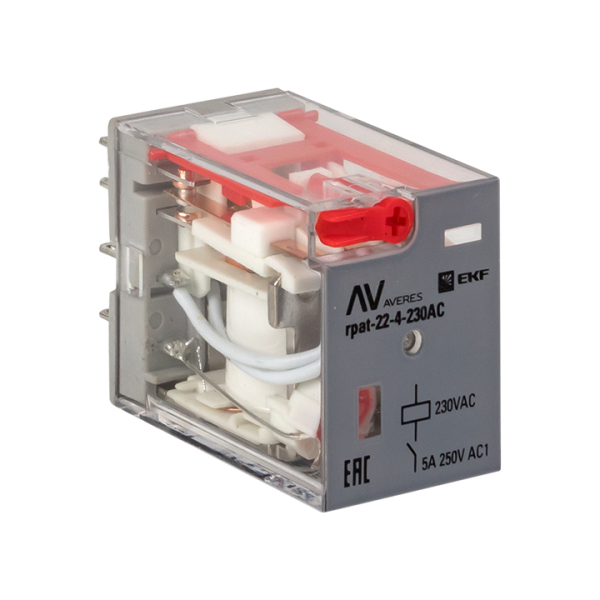 

Реле промежуточное EKF Averes rpat-22-4-230AC, 5А, 230В (rpat-22-4-230AC), rpat-22-4-230AC