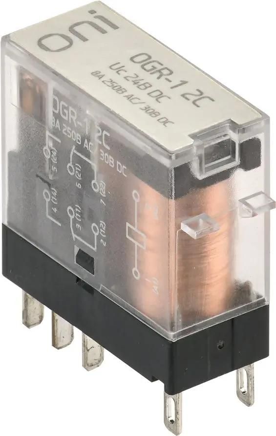 Реле промежуточное IEK OGR-1-2C-DC24V-L-B, 8А, 24В (OGR-1-2C-DC24V-L-B)