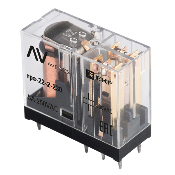 

Реле промежуточное EKF Averes РП slim 22/2, 5А, 230В (rps-22-2-230), РП slim 22/2