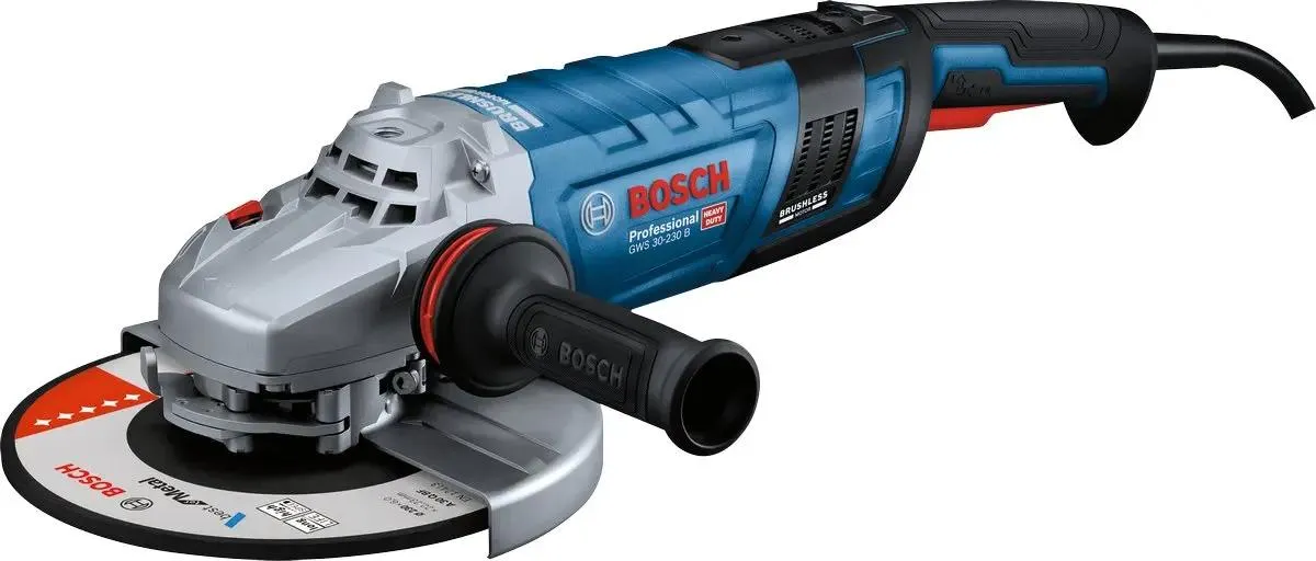 

УШМ (болгарка) BOSCH GWS 30-230 PB, сетевая, 2.8 кВт, 23 см, 6500 об/мин, 5.9 кг (06018G1100), GWS 30-230 PB