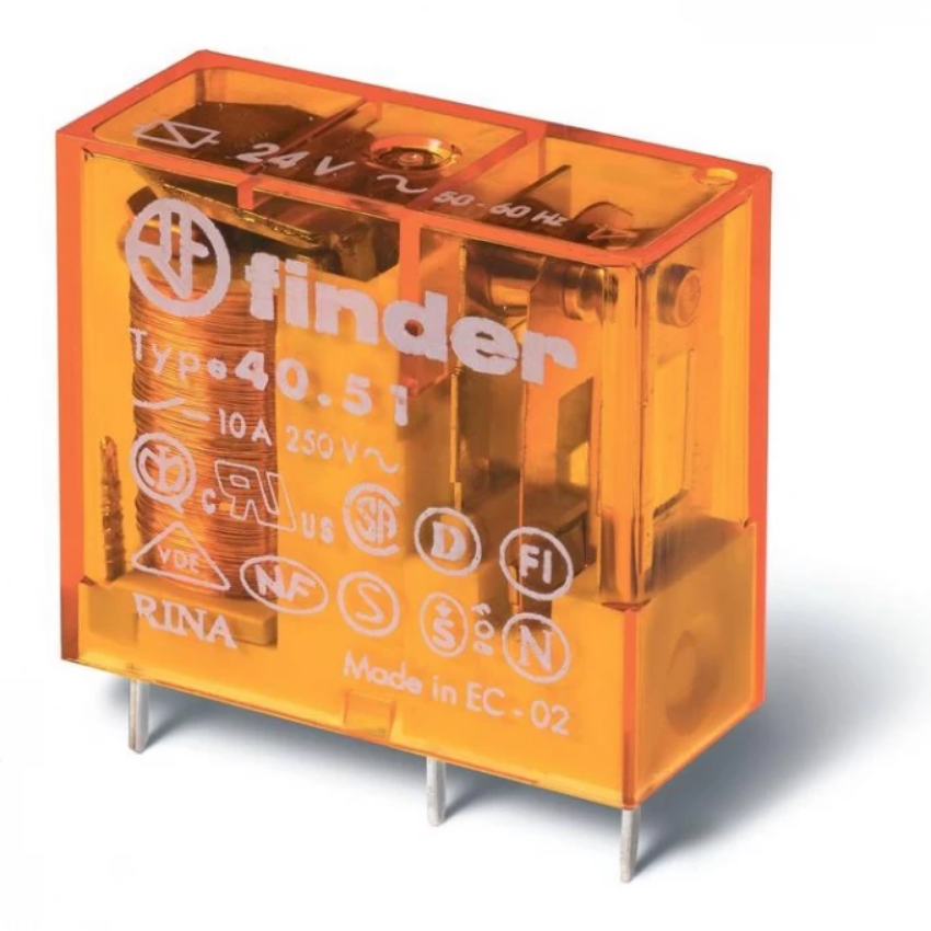 

Реле миниатюрное FINDER, 10А, 24В (405190240000)