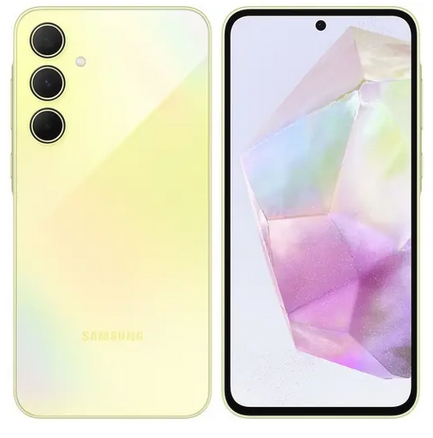 

Смартфон Samsung Galaxy A35 5G, 6.6" 2340x1080 AMOLED, Samsung Exynos 1380, 8Gb RAM, 128Gb, 3G/4G/5G, NFC, Wi-Fi, BT, 3xCam, 2-Sim, 5000 мА⋅ч, USB Type-C, Android 14, желтый (SM-A356EZYDCAU), Galaxy A35 5G