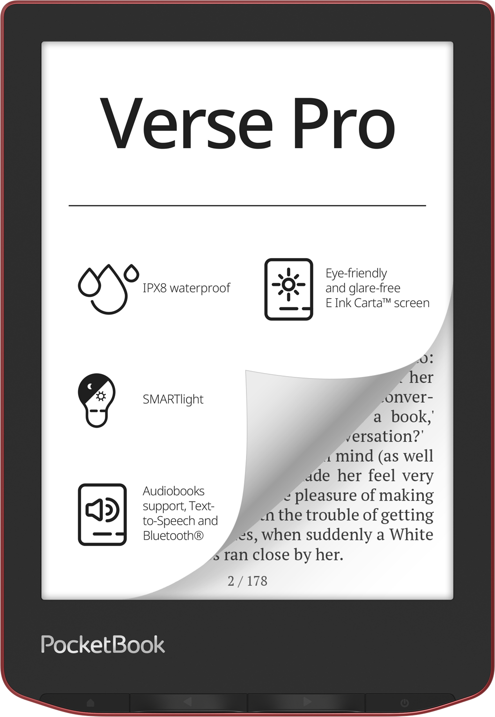 Электронная книга PocketBook 634 Verse Pro Passion Red, 6", 16Gb, красный