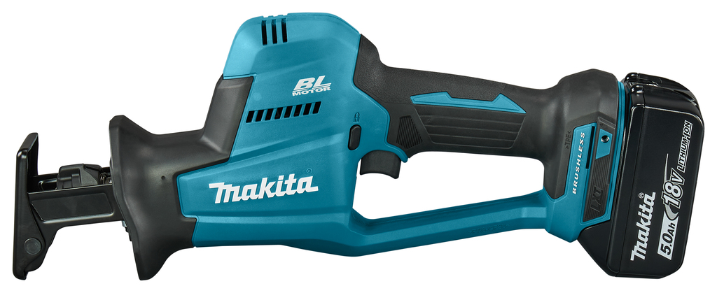 

Сабельная пила Makita DJR189RTJ, аккумуляторная, подсветка, Li-Ion LXT, 18 В, 5 А·ч, бесключевая замена оснастки, 2акб+з/у (DJR189RTJ), DJR189RTJ
