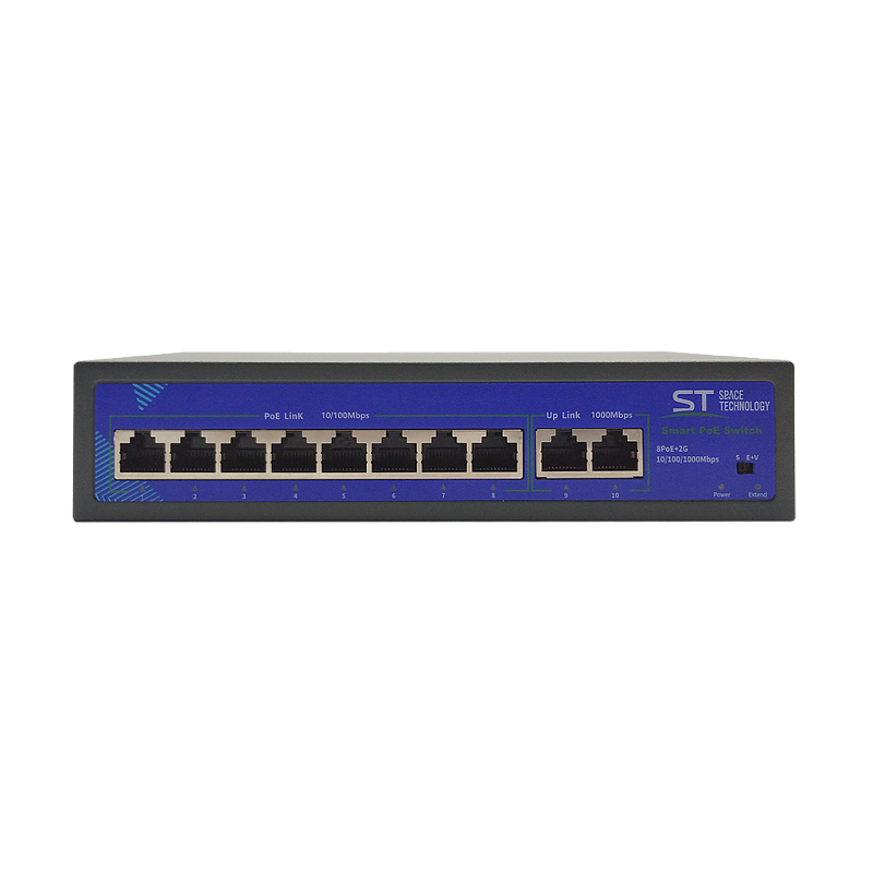 Коммутатор Space Technology ST-S88POE(2G/120W/A), кол-во портов: 8x100 Мбит/с, кол-во SFP/uplink: RJ-45 2x1 Гбит/с, установка в стойку (макс. 120 Вт) (00-00056862)