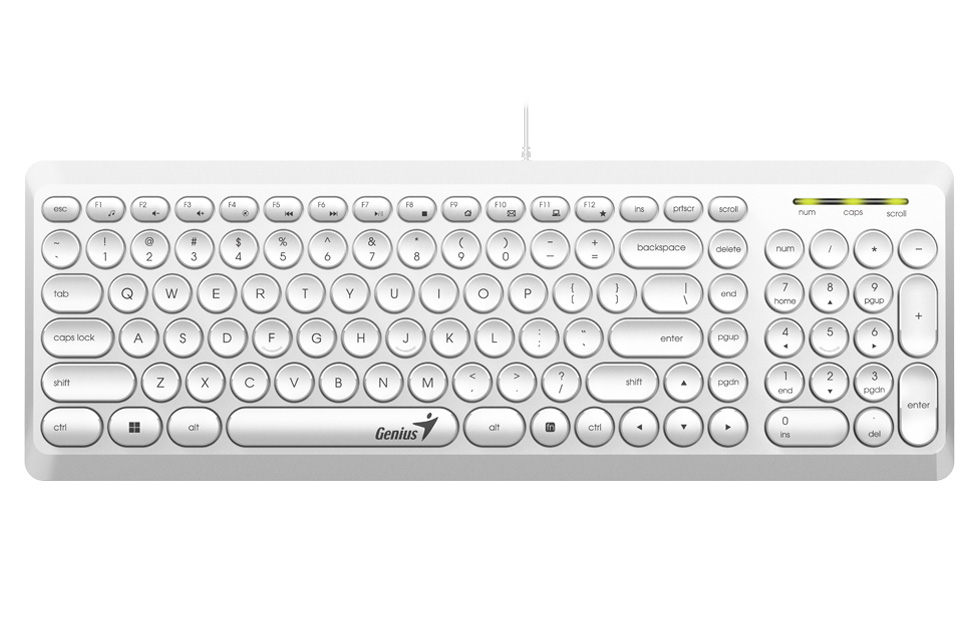 

Клавиатура проводная Genius SlimStar Q200, мембранная, USB, белый (31310020412), SlimStar Q200
