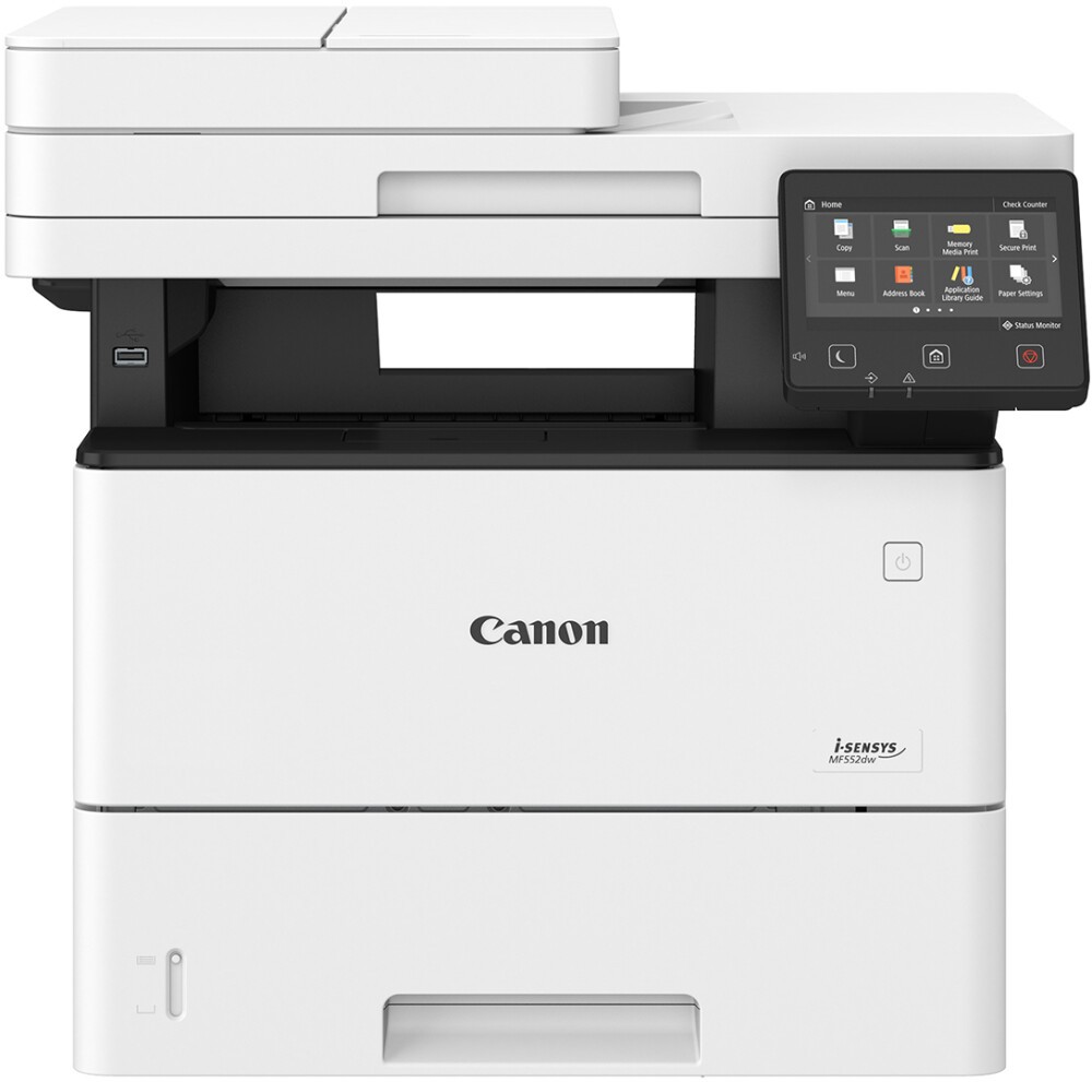 МФУ лазерный Canon i-SENSYS MF552dw, A4, ч/б, 43 стр/мин (A4 ч/б), 1200x1200 dpi, дуплекс, ДАПД-50 листов, факс, сетевой, Wi-Fi, USB, белый (5160C011AA)