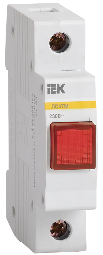Лампа индикаторная LED красный DIN-рейка 230 В AC, IEK ЛС-47М (MLS20-230-K04)
