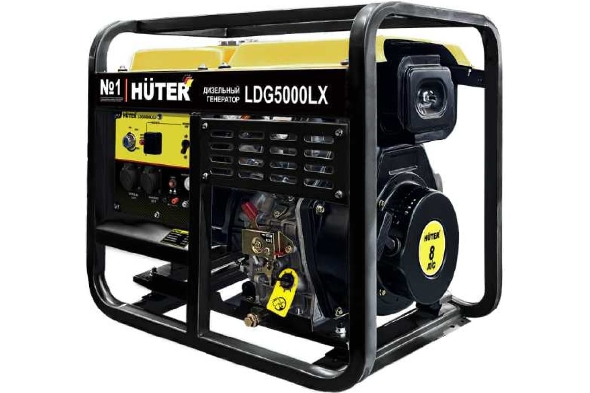 Электрогенератор Huter LDG 5000LX, однофазный, синхронный, дизельный, 8 л.с., 3.3 кВт, 2xEURO 16A (64/2/7)