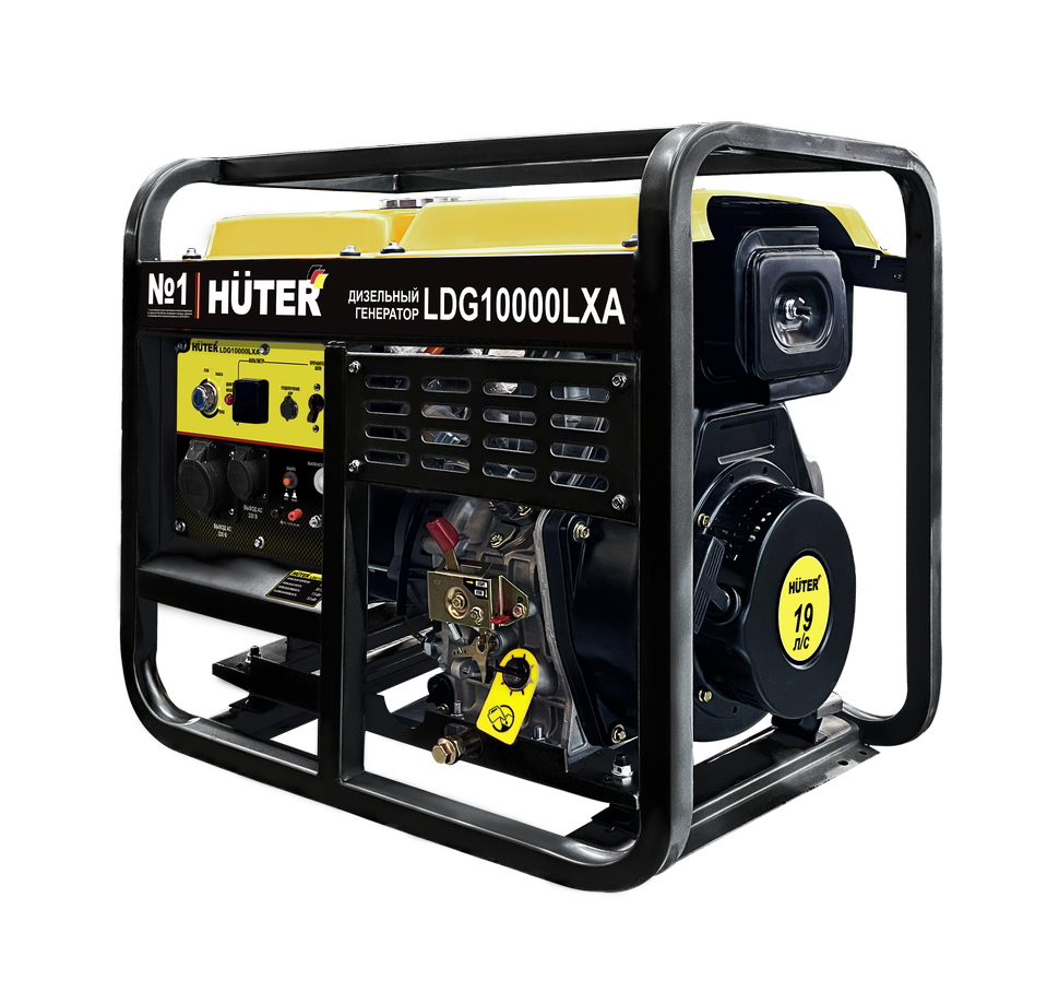 Электрогенератор Huter LDG 10000LXА, однофазный, синхронный, дизельный, 19 л.с., 8.5 кВт, - (64/2/9)