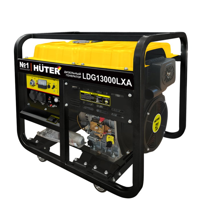 Электрогенератор Huter LDG 13000LXА, однофазный, синхронный, дизельный, 21 л.с., 9.5 кВт, - (64/2/10)