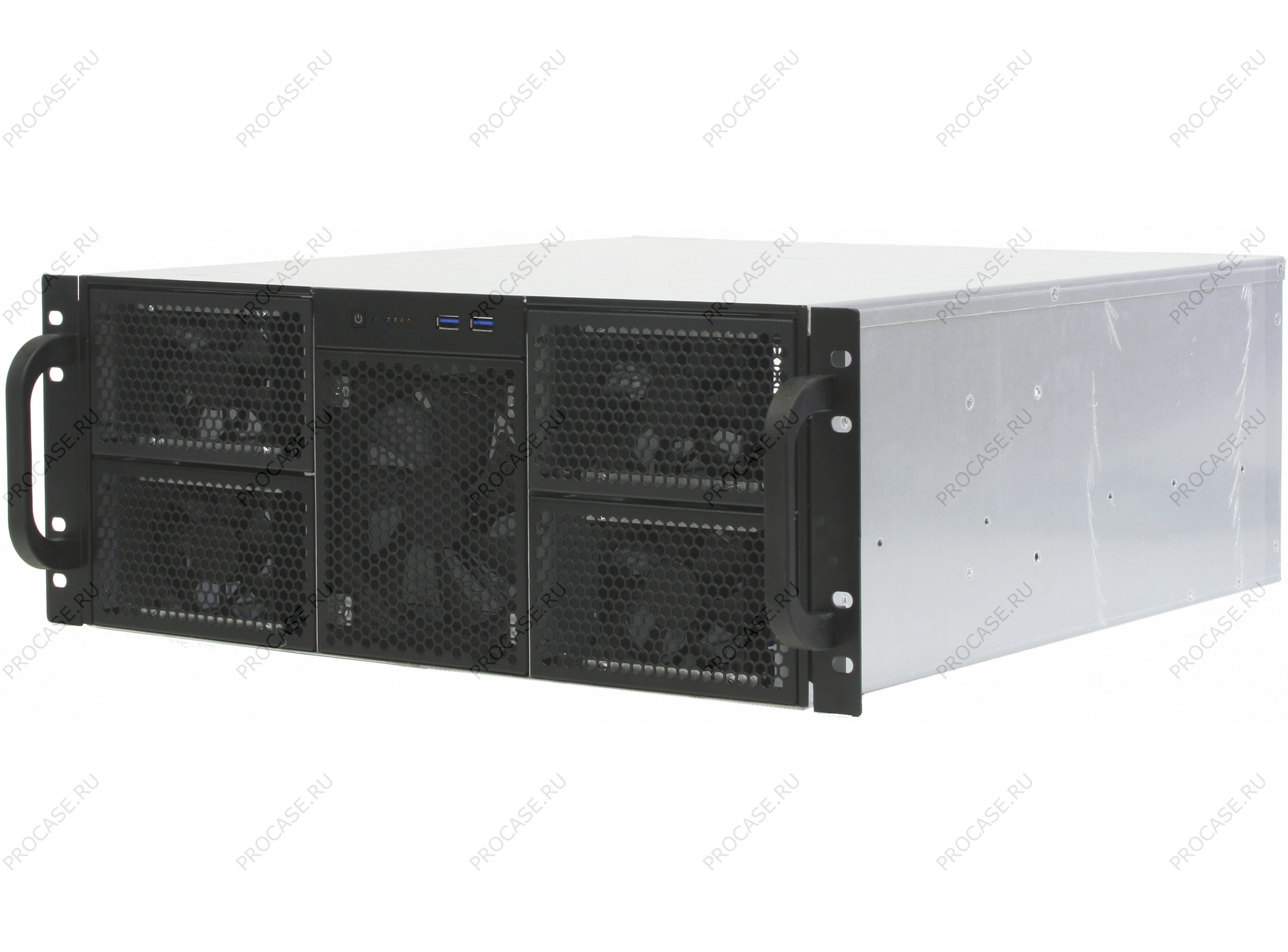 Корпус Procase RE411-D0H16-FE-65, E-ATX, 4U RM, без БП, черный/серебристый (RE411-D0H16-FE-65)