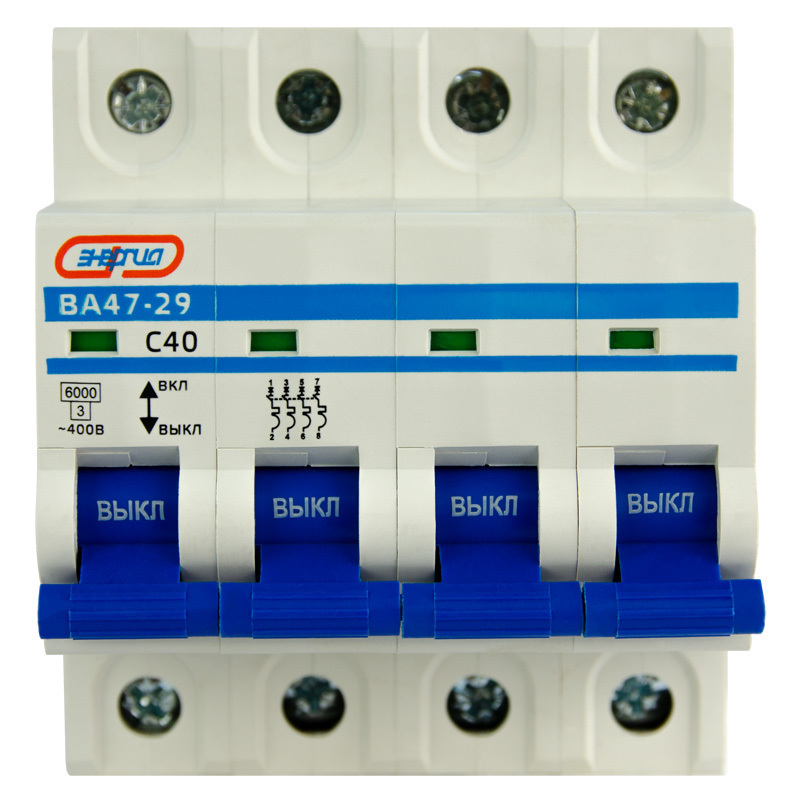 Выключатель автоматический ЭНЕРГИЯ ВА47-29 четырехполюсный (4P/4П) 40А C 6 kA (Е0301-0121)