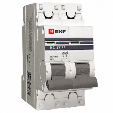 

Выключатель автоматический EKF ВА47-63 PROxima двухполюсный (2P/2П) 25А C 6 kA (mcb4763-6-2-25C-pro), ВА47-63