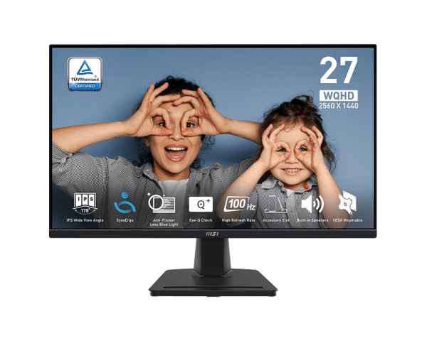 

Монитор 27" MSI Pro MP275Q IPS, 2560x1440 (16:9), 300кд/м2, 100 Гц, 1 мс, 178°/178°, HDMI, DisplayPort, черный (9S6-3PC3CM-041), MP275Q