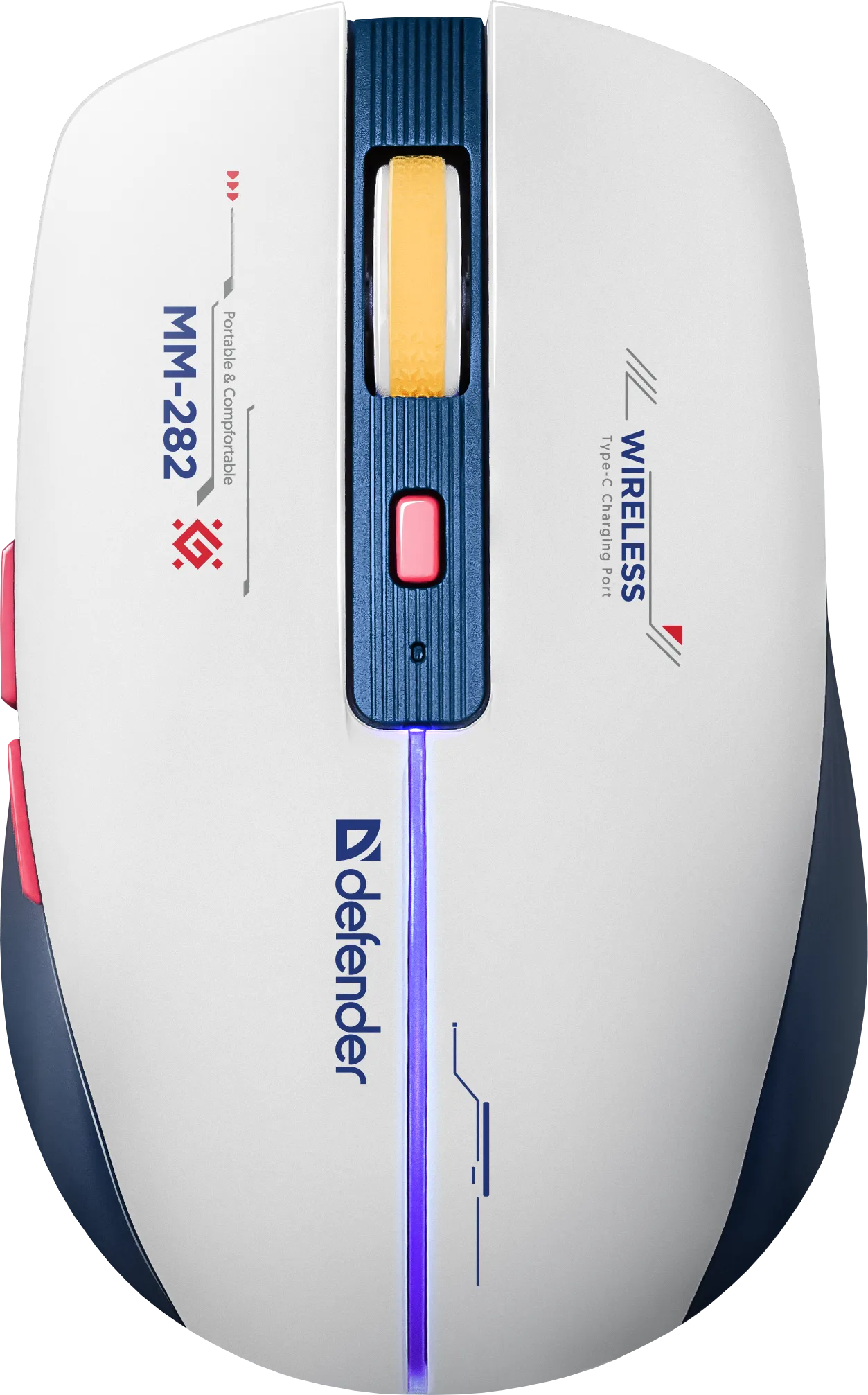 Мышь беспроводная Defender Dila MM-282, 1800dpi, оптическая светодиодная, USB, белый/синий (52282)