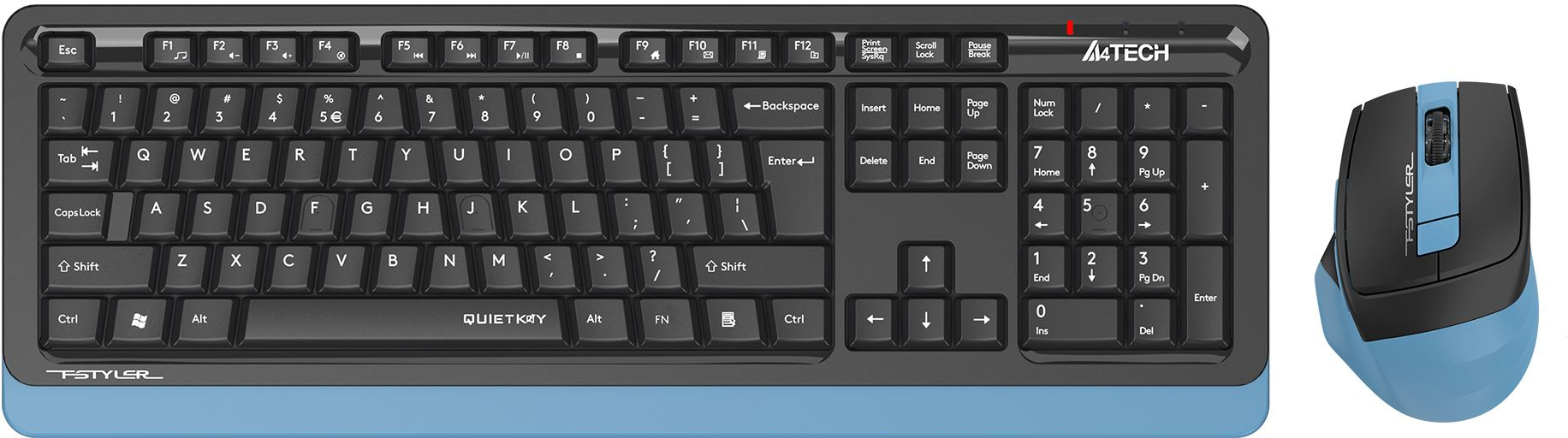 Клавиатура + мышь A4Tech Fstyler FGS1035Q, беспроводная, USB, черный/синий (FGS1035Q NAVY BLUE)