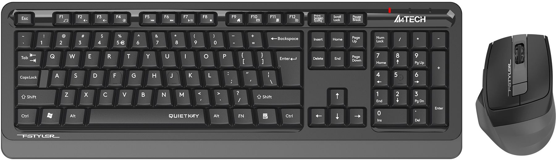 Клавиатура + мышь A4Tech Fstyler FGS1035Q, беспроводная, USB, черный/серый (FGS1035Q GREY)