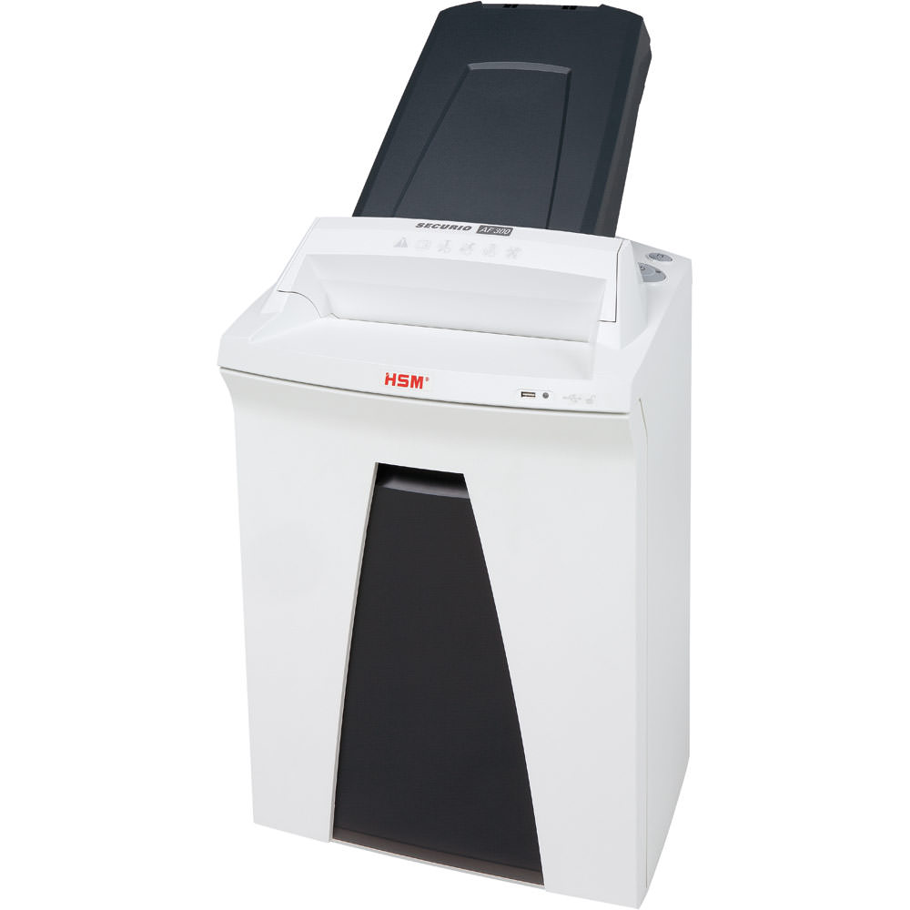 

Шредер HSM Securio AF300, секретность 3/P-4, 390 см/мин., перекрестный - 780 мкм x 1.1 см, объем 35 л, кол-во листов до 14 шт., скрепки, скобы, карты, CD, белый/черный (AF300), AF300
