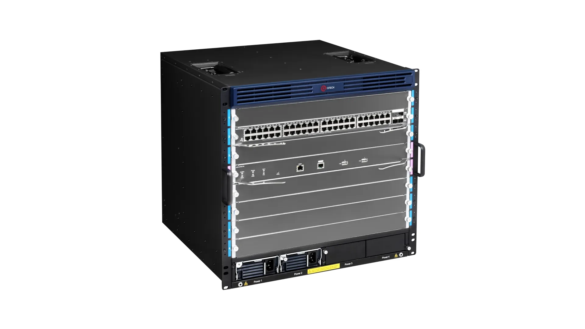 Шасси Qtech QSW-7608, 6 слотов для сервисных модулей и 2 слота для модулей управления, черный (QSW-7608)