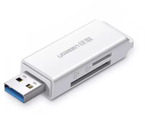 Картридер картридер UGREEN CM104, MMC/SD/TransFlash (TF), USB 3.0, белый (40753_)