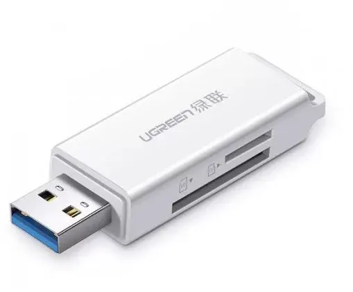 

Картридер внешний UGREEN CM104, MMC/SD/TransFlash (TF), USB 3.0, белый (40753_), CM104