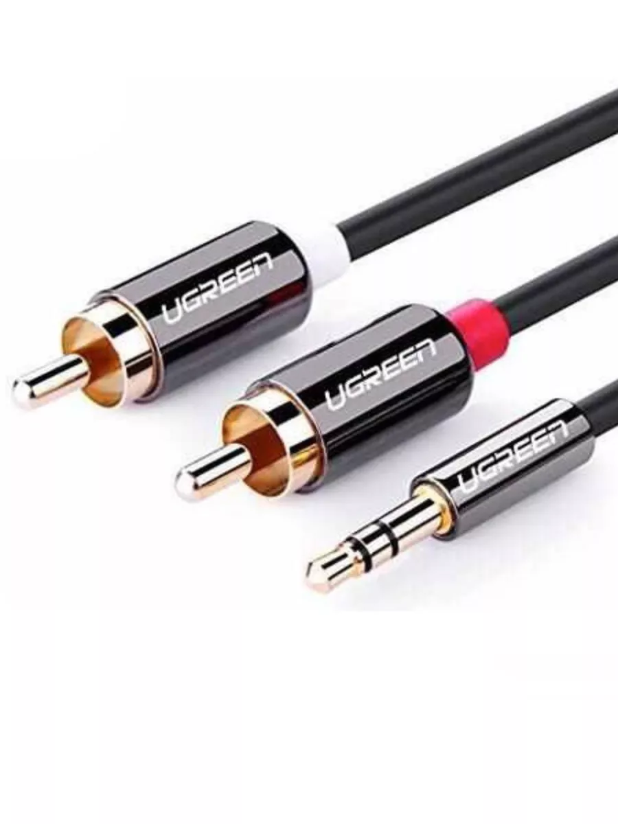 

Кабель-переходник (адаптер) Jack 3.5mm(M)-2xRCA(M), 1 м, серый UGREEN AV102 (10772), AV102