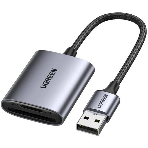 Картридер картридер UGREEN CM401, SD/TF, USB 2.0, серый (80887)