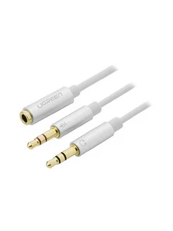 

Кабель-разветвитель Jack 3.5mm(F)-2xJack 3.5mm(M), 20 см, белый UGREEN AV134 (20897), AV134