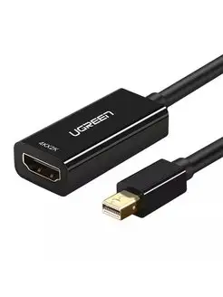 

Кабель-переходник (адаптер) Mini DisplayPort(M)-HDMI(19F) 4K, экранированный, 18 см, черный UGREEN MD112 (40360), MD112