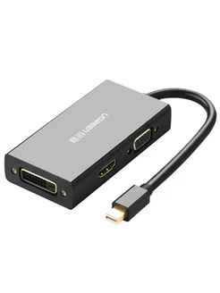 

Конвертер UGREEN MD114, Mini DisplayPort(M)-HDMI(19F)/VGA(15F)DVI(19F), черный (20418), MD114
