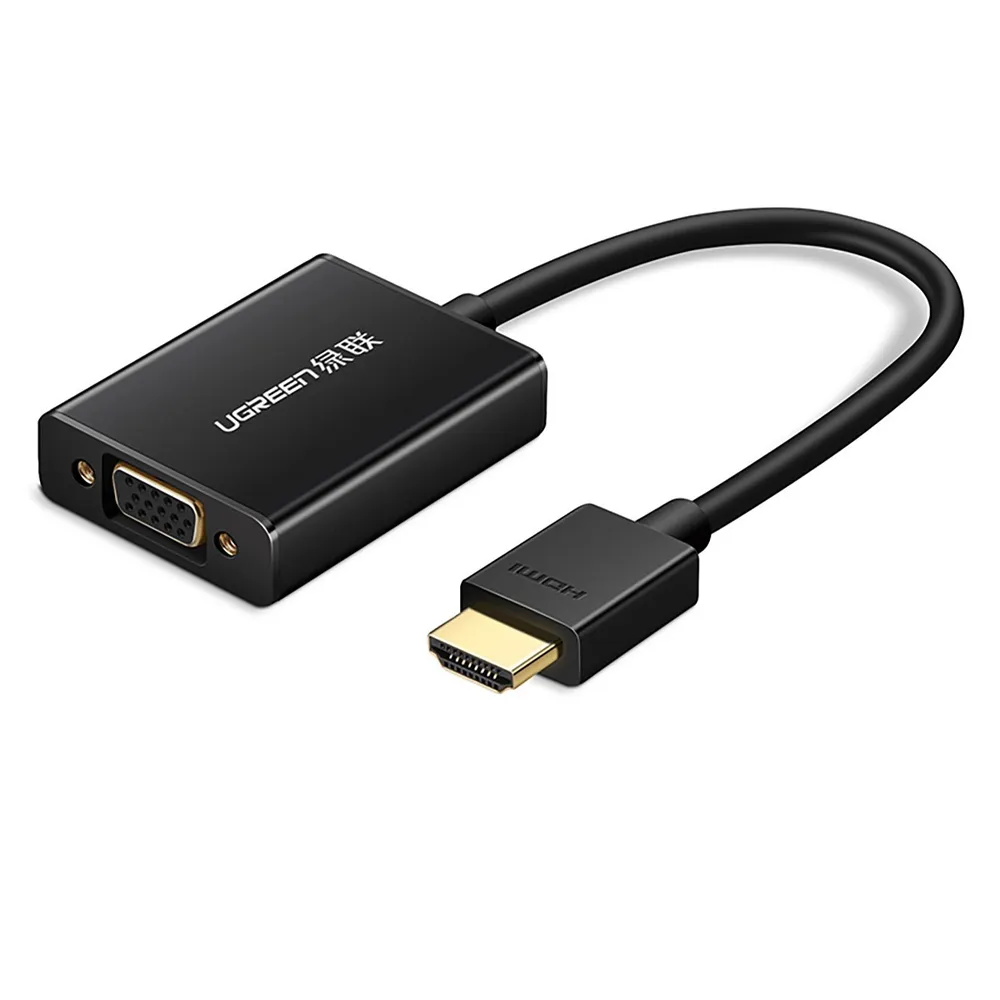 Конвертер UGREEN MM102, HDMI(19M)-VGA(15F)+аудио, черный (40233) - фото 1