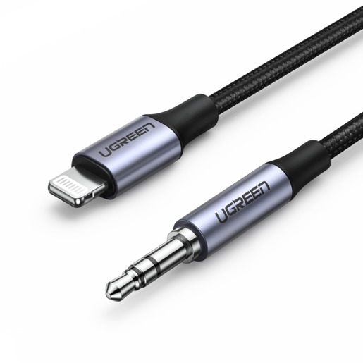 

Кабель Lightning 8-pin(M)-Jack 3.5mm(M), 2 м, черный UGREEN US315 (70862), US315