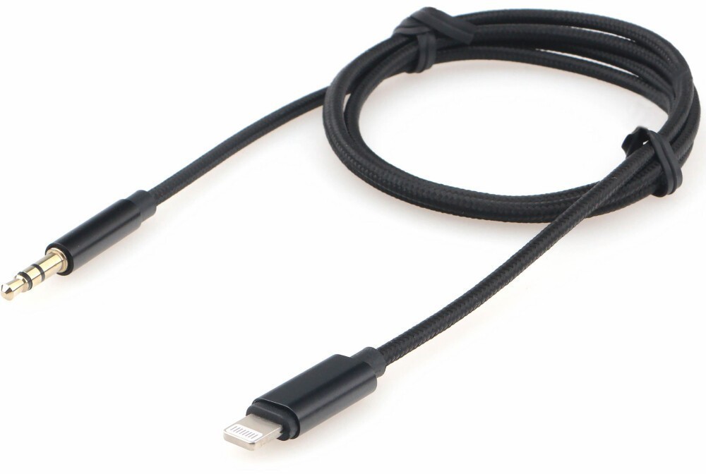

Кабель-переходник (адаптер) Lightning 8-pin(M)-Jack 3.5mm(M), 1 м, черный Cablexpert (CCAB-AP35M-1M-B)