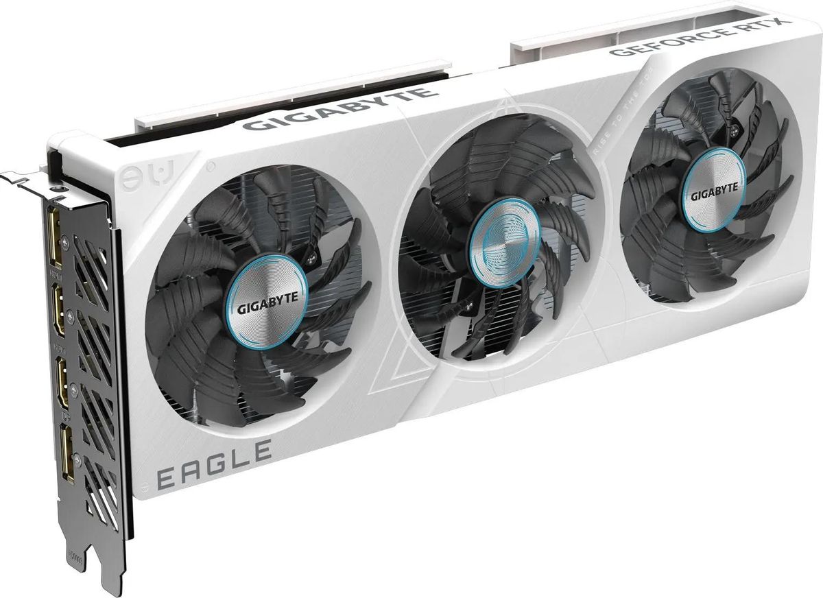 Видеокарта GIGABYTE NVIDIA GeForce RTX 4060 EAGLE OC ICE, 8Gb DDR6, 128 бит, PCI-E, 2HDMI, 2DP, Retail (GV-N4060EAGLEOC ICE-8GD)