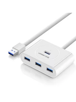 USB-концентратор UGREEN CR113, 4xUSB 3.0, белый + 1m (20283)