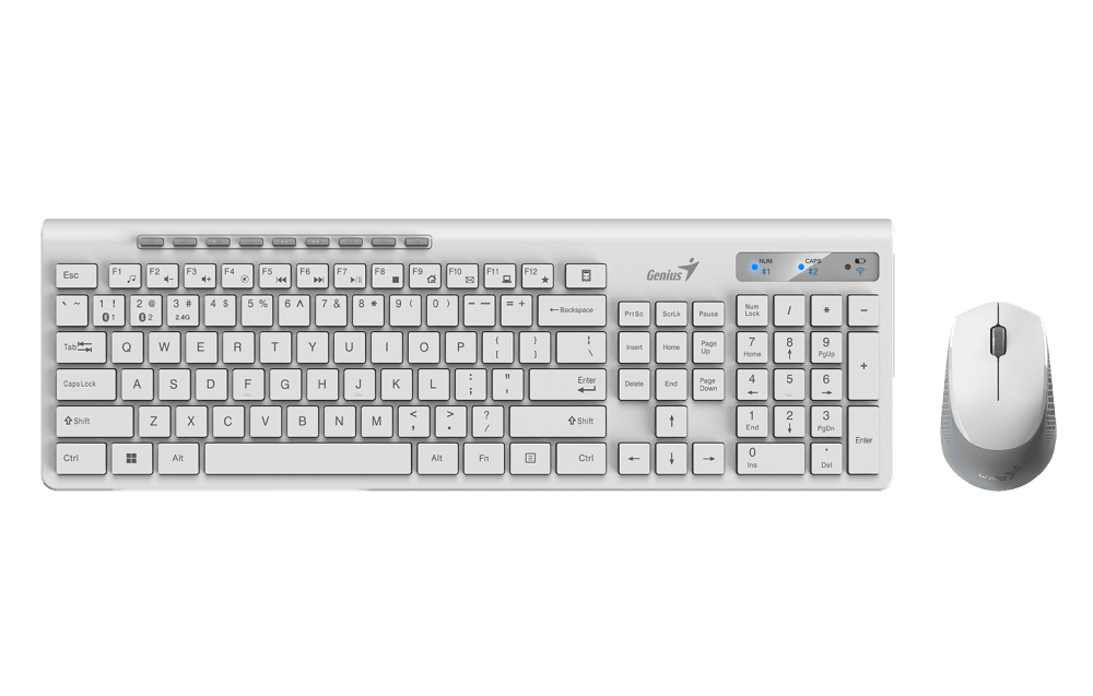 Клавиатура + мышь Genius SlimStar 8230 BT, беспроводная, Bluetooth, белый/серый (31340015402)