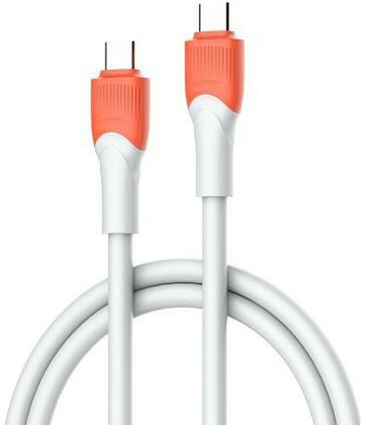 

Кабель USB Type-C-USB Type-C, быстрая зарядка, 5А, 100 Вт, 1 м, белый/оранжевый, LDNIO LC601C (LC601C), LC601C