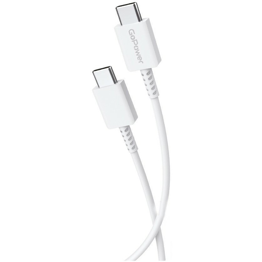 

Кабель USB Type-C-USB Type-C, быстрая зарядка, 100 Вт, 1 м, белый, GoPower GP20TT (00-00022803), GP20TT