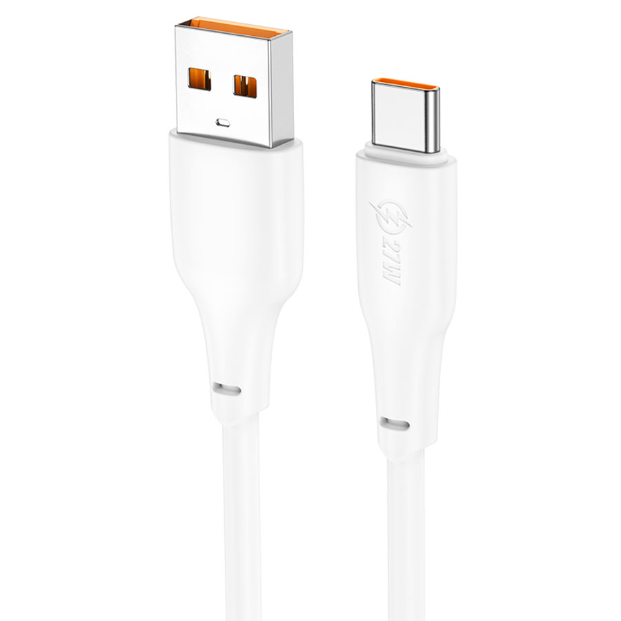 Кабель USB-USB Type-C, быстрая зарядка, 3А, 27 Вт, 1 м, белый, HOCO X93 Force (6931474790675)
