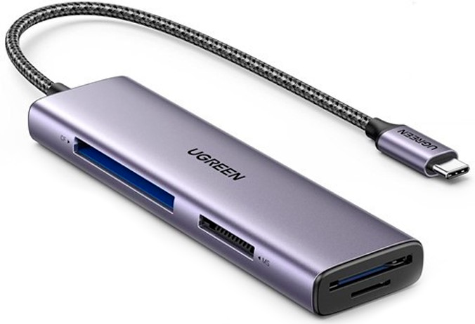 Картридер картридер UGREEN CM627, Compact Flash (CF), Memory Stick (MS), SD, TransFlash (TF), USB Type-C, серый (15307_) - фото 1