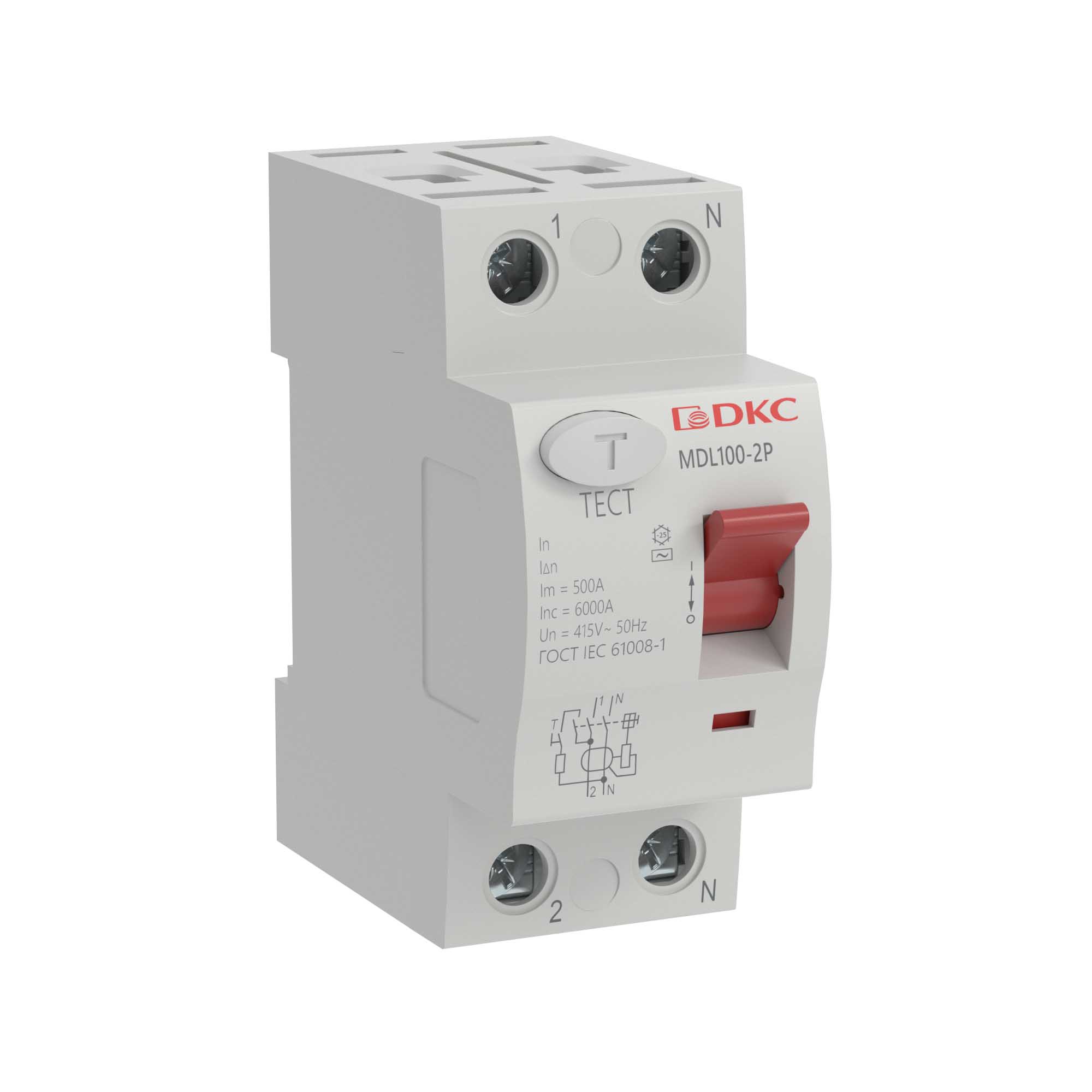 Выключатель дифференциальный (УЗО) MDL100-2P2-40-AC, 2P, 40А, 30мА, тип AC, DKC