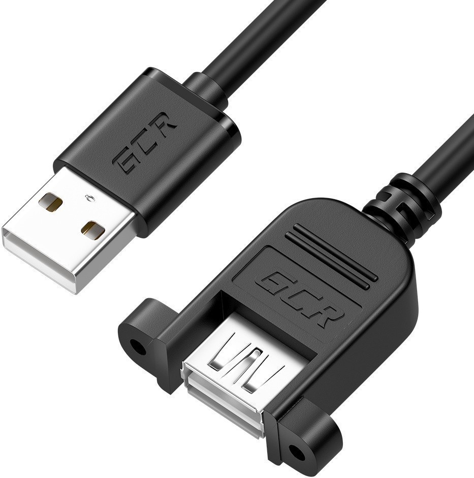 Кабель-удлинитель USB 2.0(Af)-USB 2.0(Am), ферритовый фильтр, 50 см, черный, Greenconnect (GCR-52442)