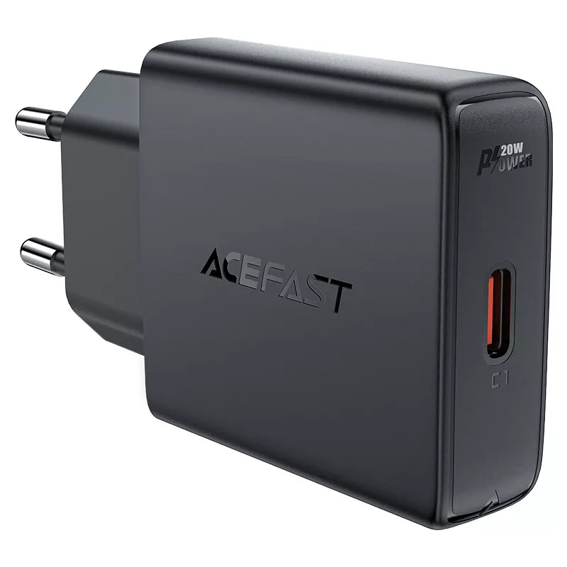 

Сетевое зарядное устройство Acefast A65 20 Вт, EU, USB type-C, Quick Charge, PD, черный (AF-A65-BK), A65