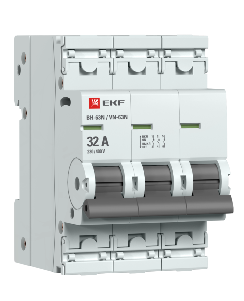 

Выключатель нагрузки 3P 32А, EKF PROxima ВН-63N (S63332), ВН-63N