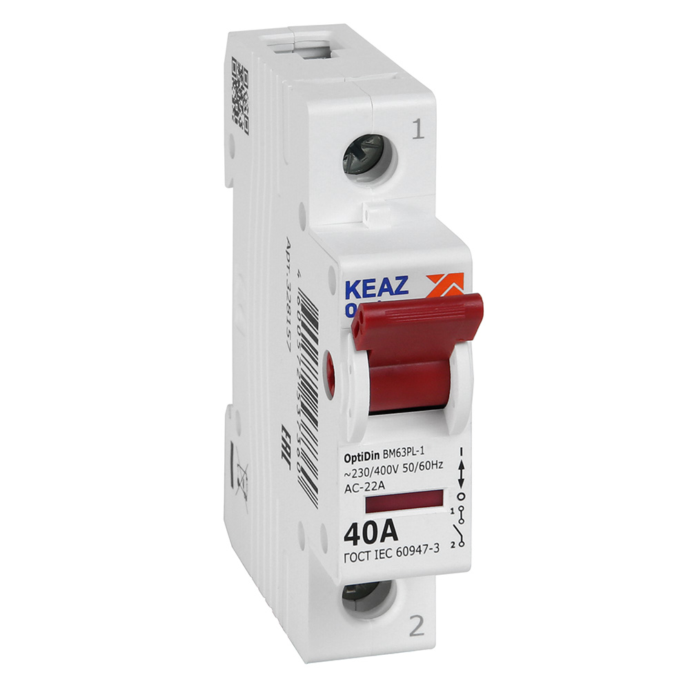 Выключатель нагрузки 1P 40А КЭАЗ BM63PL-140-УХЛ3