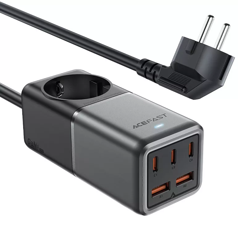 

Сетевое зарядное устройство Acefast Z2 75 Вт, 2xUSB, EU, 3xUSB type-C, PD, черный (AF-Z2-GY), кабель сетевой 1.5м, Z2