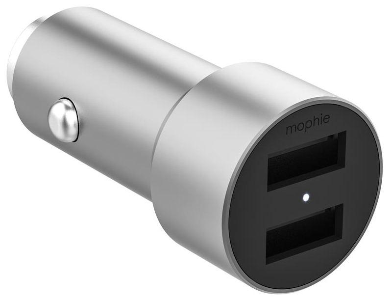 Автомобильное зарядное устройство Mophie Dual USB-A Car Charger, 2xUSB, 2.4А, 24 Вт, серый (409903476)