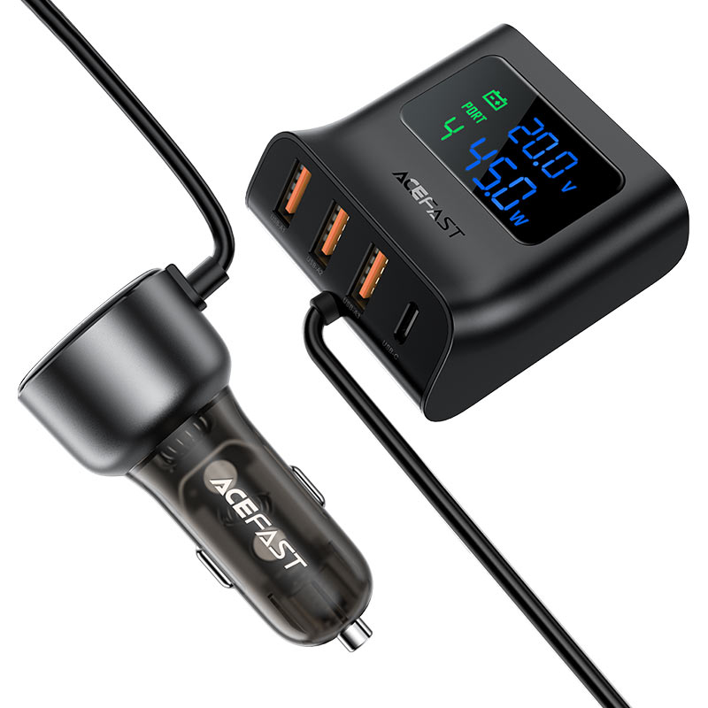 

Автомобильное зарядное устройство Acefast B11, 4xUSB, 2xUSB Type C, 138 Вт, QC, черный (AF-B11-BK), B11